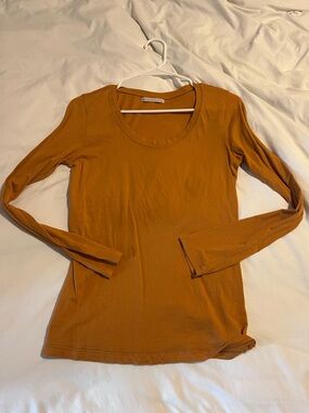Active Basic Long Sleeve Scoop Neck Top in Mustard